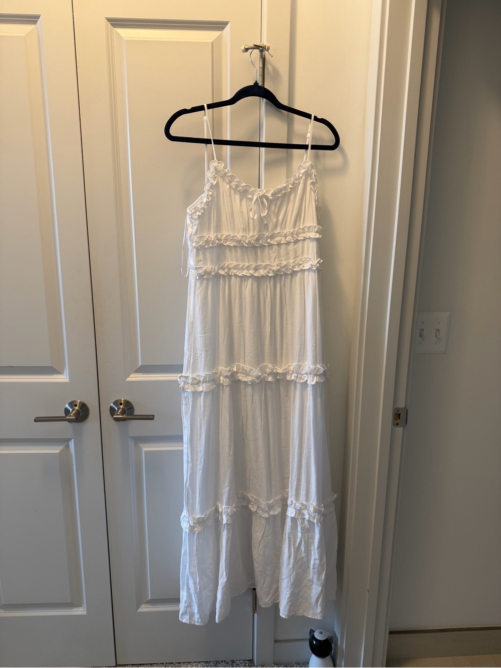 Altar'd State White Ruffle Spaghetti Strap Maxi